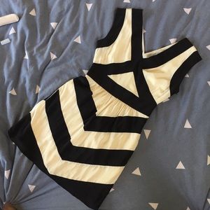 BCBGMaxazria classic silk black and white dress